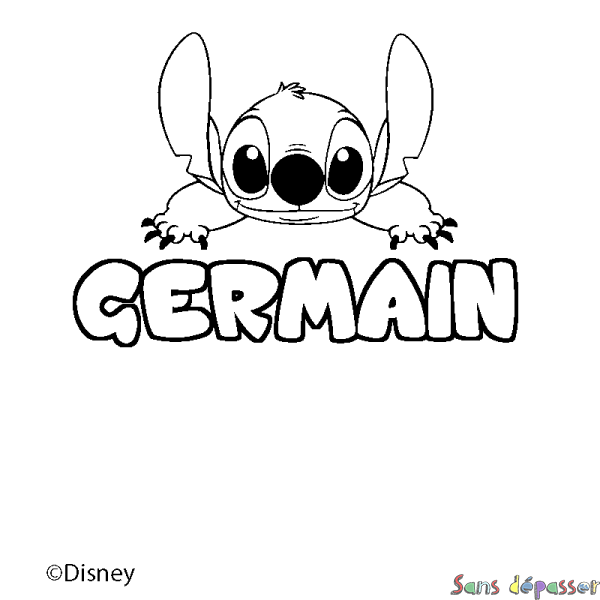 Coloriage pr&eacute;nom GERMAIN - d&eacute;cor Stitch