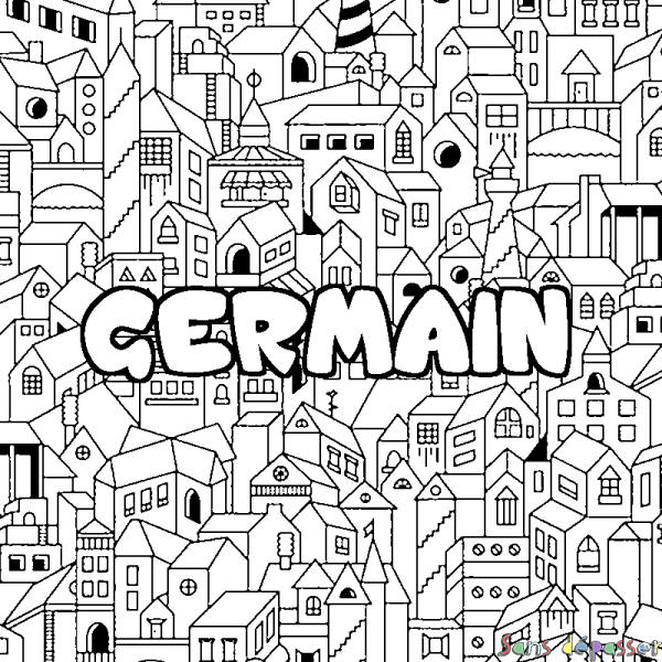 Coloriage prénom GERMAIN - d&eacute;cor Ville