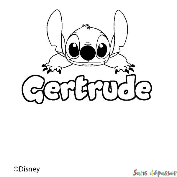 Coloriage pr&eacute;nom Gertrude - d&eacute;cor Stitch