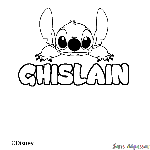 Coloriage pr&eacute;nom GHISLAIN - d&eacute;cor Stitch