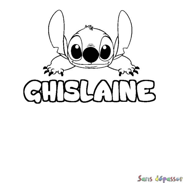 Coloriage prénom GHISLAINE - d&eacute;cor Stitch