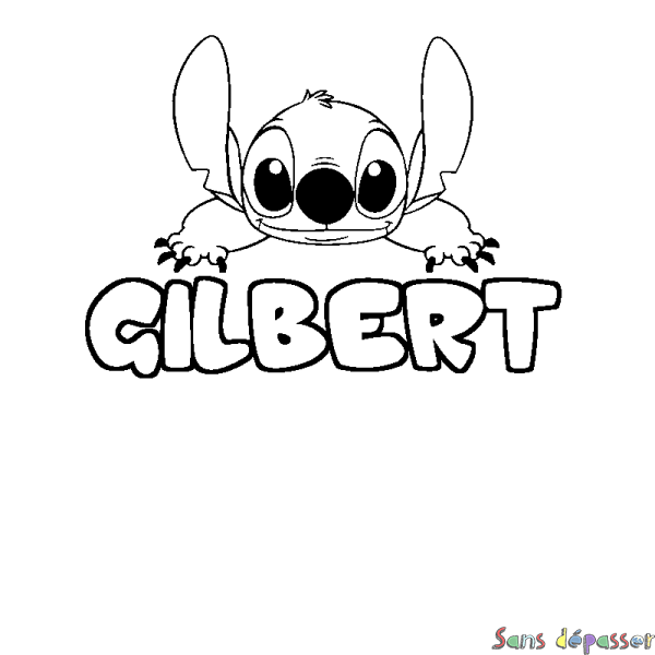 Coloriage prénom GILBERT - d&eacute;cor Stitch