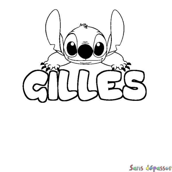 Coloriage prénom GILLES - d&eacute;cor Stitch