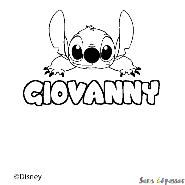 Coloriage pr&eacute;nom GIOVANNY - d&eacute;cor Stitch