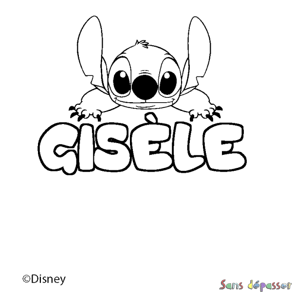 Coloriage pr&eacute;nom GIS&Egrave;LE - d&eacute;cor Stitch