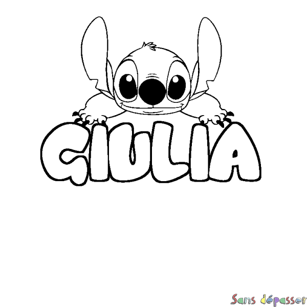 Coloriage prénom GIULIA - d&eacute;cor Stitch
