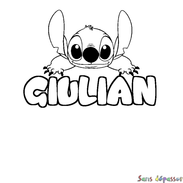 Coloriage prénom GIULIAN - d&eacute;cor Stitch