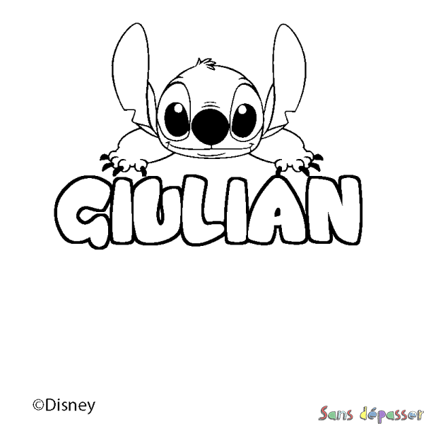 Coloriage pr&eacute;nom GIULIAN - d&eacute;cor Stitch