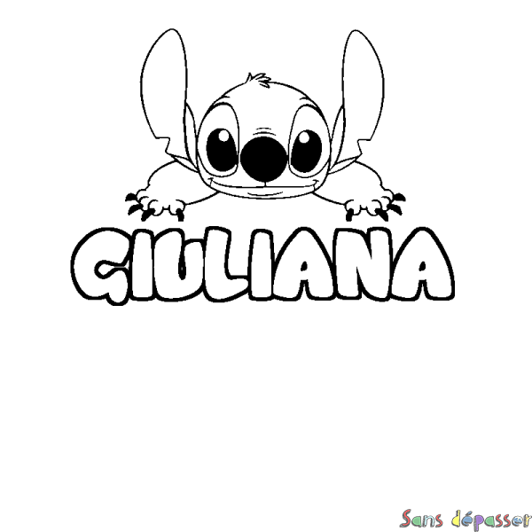Coloriage prénom GIULIANA - d&eacute;cor Stitch