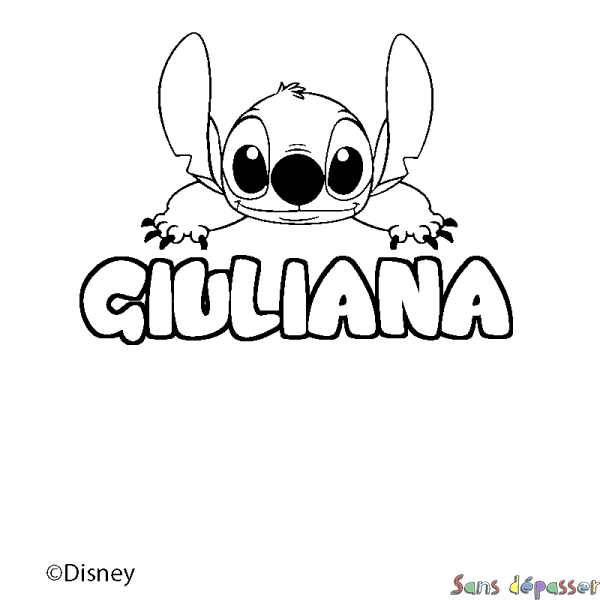 Coloriage pr&eacute;nom GIULIANA - d&eacute;cor Stitch