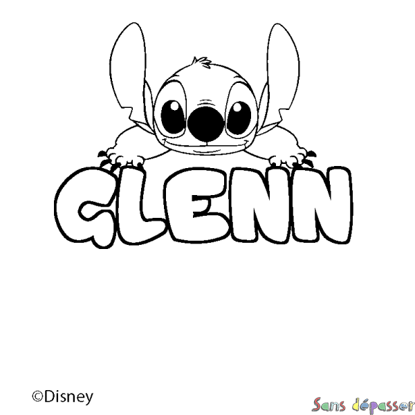 Coloriage pr&eacute;nom GLENN - d&eacute;cor Stitch