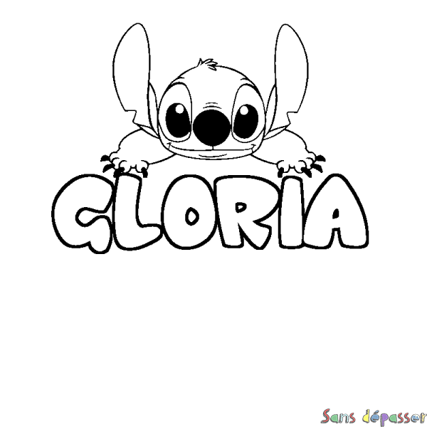 Coloriage prénom GLORIA - d&eacute;cor Stitch