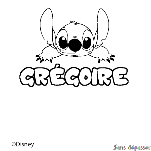Coloriage pr&eacute;nom GR&Eacute;GOIRE - d&eacute;cor Stitch