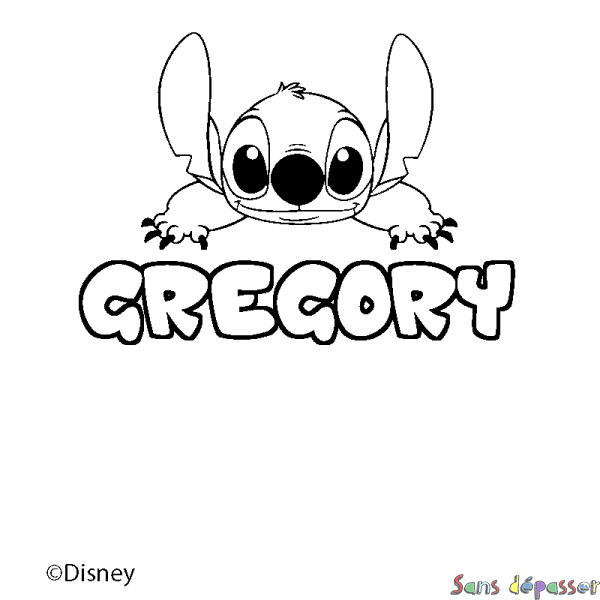 Coloriage pr&eacute;nom GREGORY - d&eacute;cor Stitch