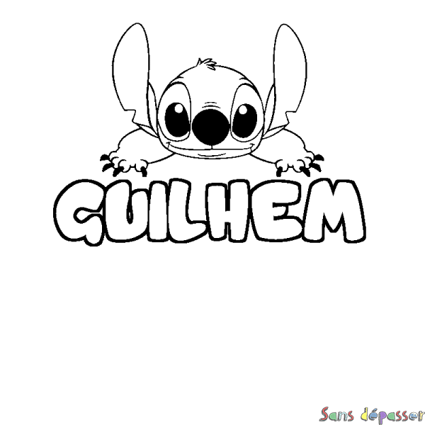 Coloriage prénom GUILHEM - d&eacute;cor Stitch