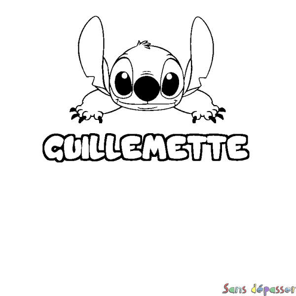Coloriage prénom GUILLEMETTE - d&eacute;cor Stitch