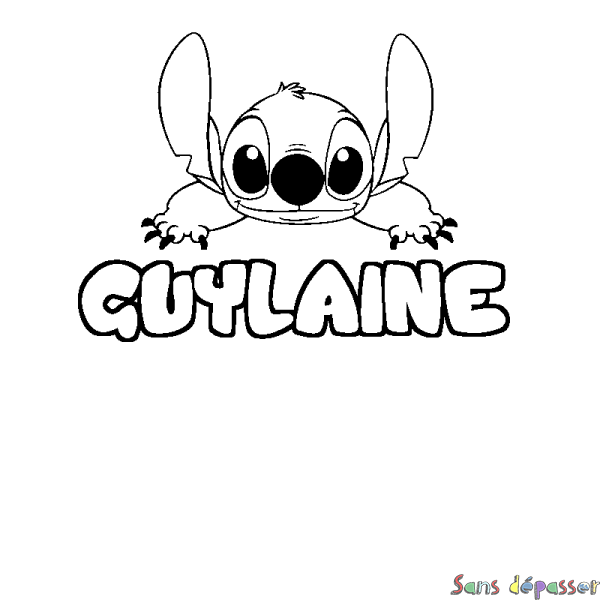 Coloriage prénom GUYLAINE - d&eacute;cor Stitch