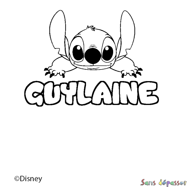 Coloriage pr&eacute;nom GUYLAINE - d&eacute;cor Stitch