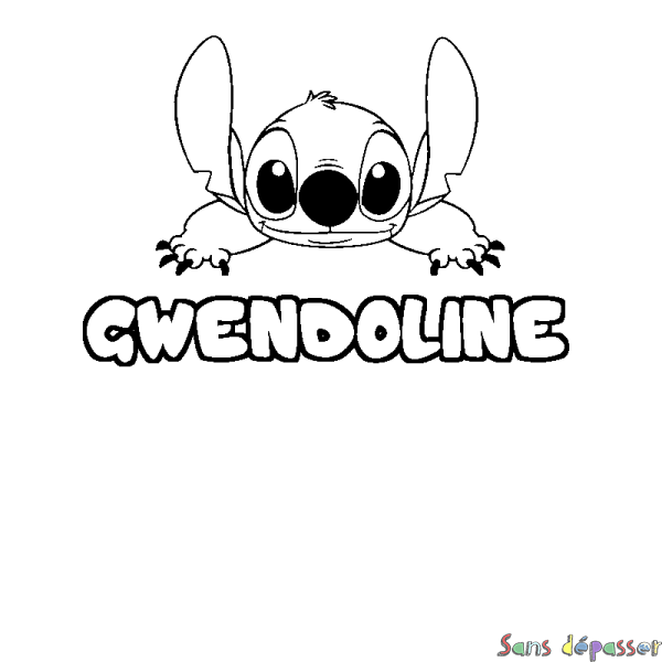 Coloriage prénom GWENDOLINE - d&eacute;cor Stitch