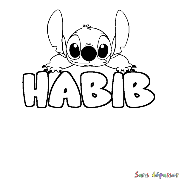 Coloriage prénom HABIB - d&eacute;cor Stitch