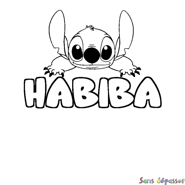 Coloriage prénom HABIBA - d&eacute;cor Stitch