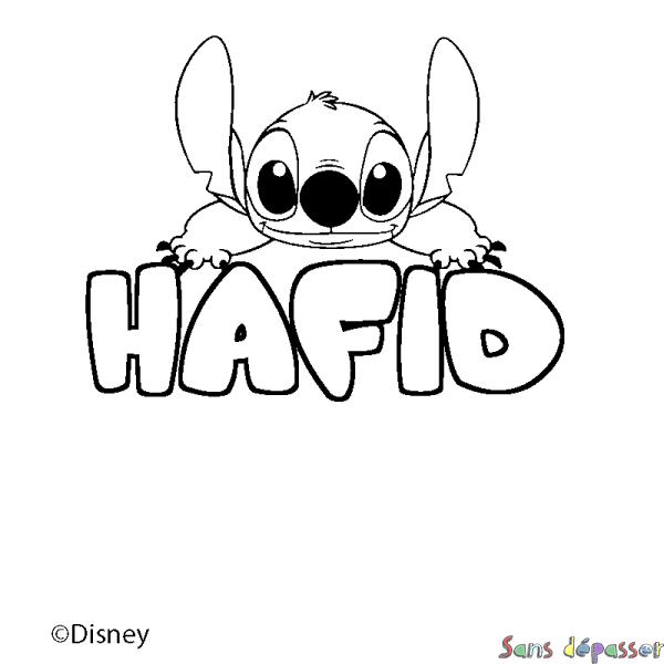 Coloriage pr&eacute;nom HAFID - d&eacute;cor Stitch