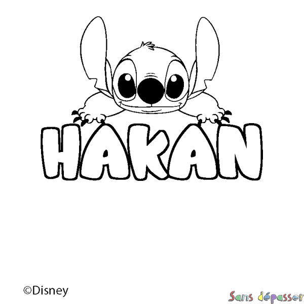 Coloriage pr&eacute;nom HAKAN - d&eacute;cor Stitch