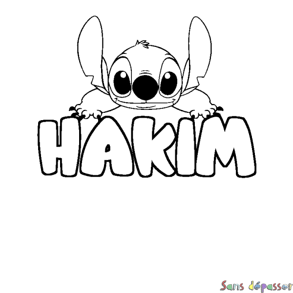 Coloriage prénom HAKIM - d&eacute;cor Stitch
