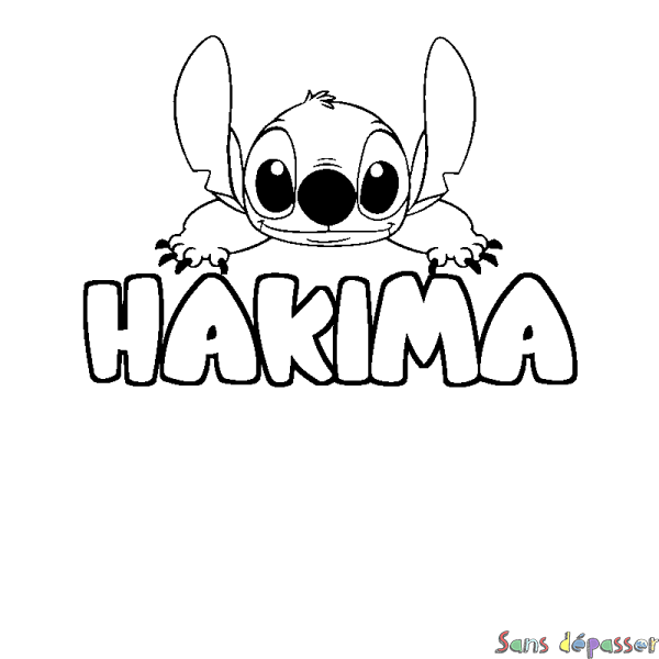Coloriage prénom HAKIMA - d&eacute;cor Stitch
