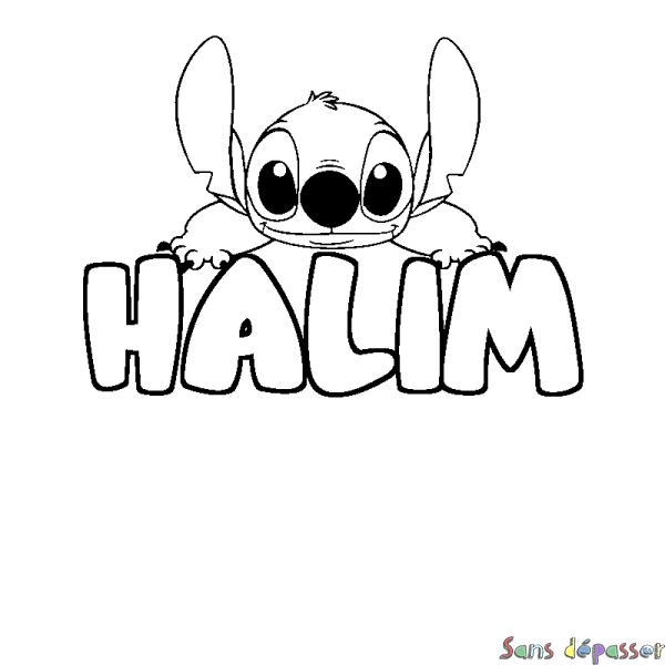Coloriage prénom HALIM - d&eacute;cor Stitch