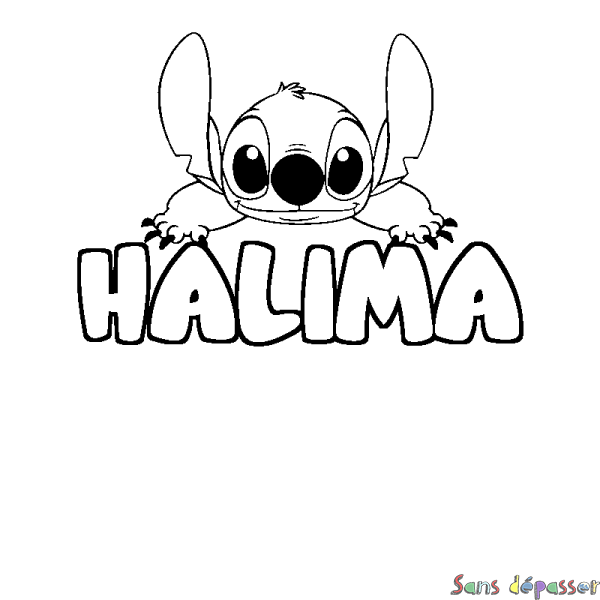 Coloriage prénom HALIMA - d&eacute;cor Stitch