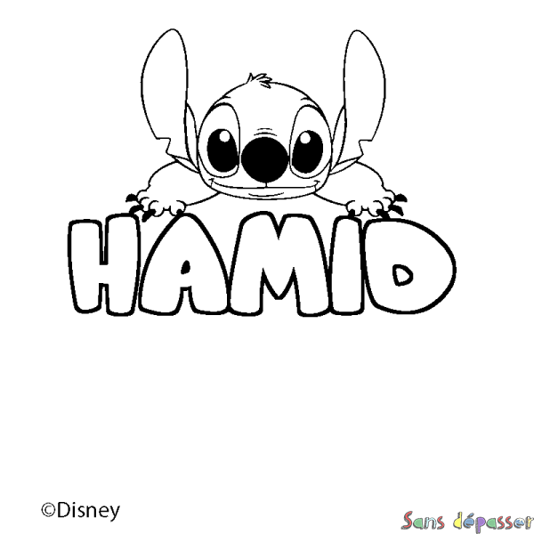 Coloriage pr&eacute;nom HAMID - d&eacute;cor Stitch