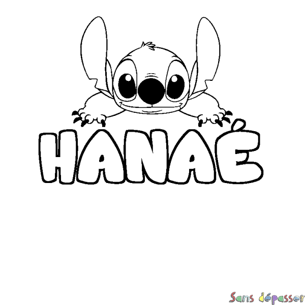 Coloriage prénom HANA&Eacute; - d&eacute;cor Stitch