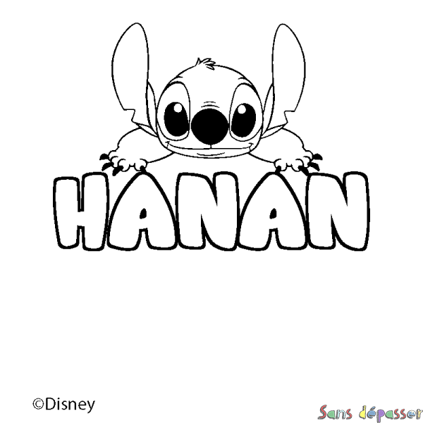 Coloriage pr&eacute;nom HANAN - d&eacute;cor Stitch