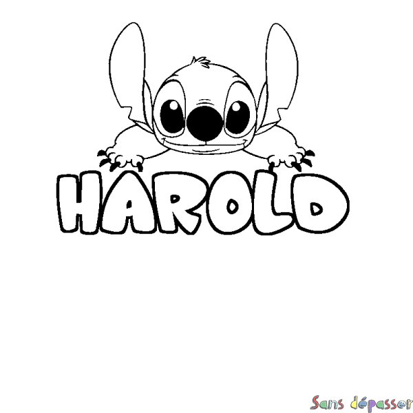 Coloriage prénom HAROLD - d&eacute;cor Stitch