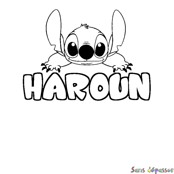 Coloriage prénom HAROUN - d&eacute;cor Stitch