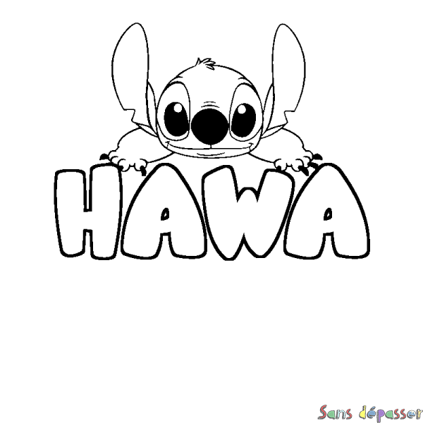 Coloriage prénom HAWA - d&eacute;cor Stitch