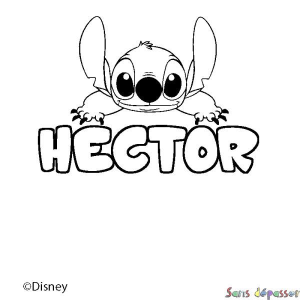 Coloriage pr&eacute;nom HECTOR - d&eacute;cor Stitch