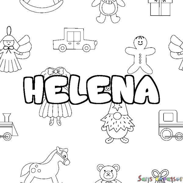 Coloriage prénom HELENA - d&eacute;cor Jouets