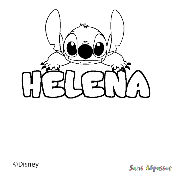 Coloriage pr&eacute;nom HELENA - d&eacute;cor Stitch
