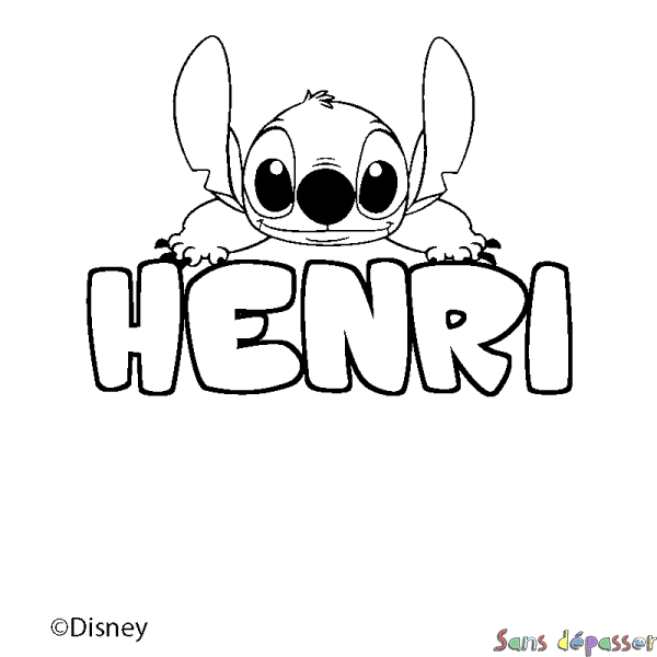 Coloriage pr&eacute;nom HENRI - d&eacute;cor Stitch
