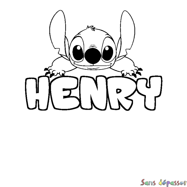 Coloriage prénom HENRY - d&eacute;cor Stitch