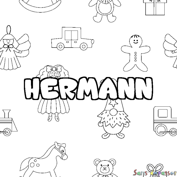 Coloriage prénom HERMANN - d&eacute;cor Jouets