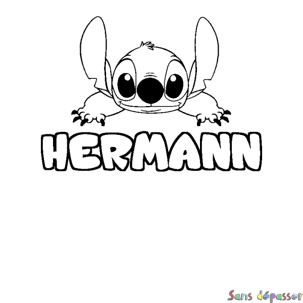 Coloriage prénom HERMANN - d&eacute;cor Stitch