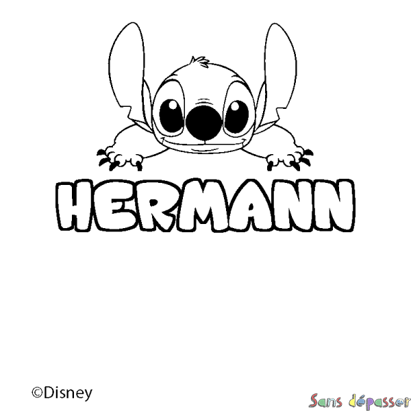 Coloriage pr&eacute;nom HERMANN - d&eacute;cor Stitch