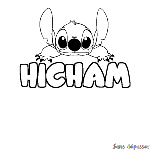 Coloriage prénom HICHAM - d&eacute;cor Stitch