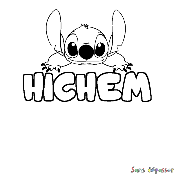Coloriage prénom HICHEM - d&eacute;cor Stitch