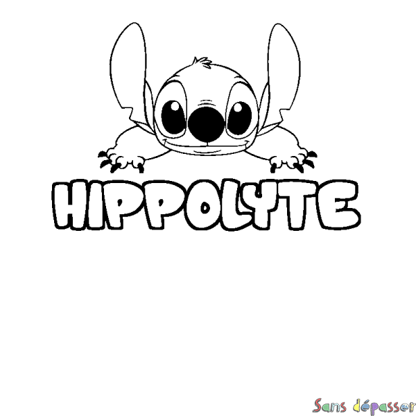 Coloriage prénom HIPPOLYTE - d&eacute;cor Stitch