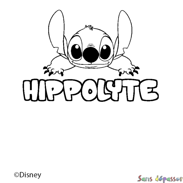 Coloriage pr&eacute;nom HIPPOLYTE - d&eacute;cor Stitch