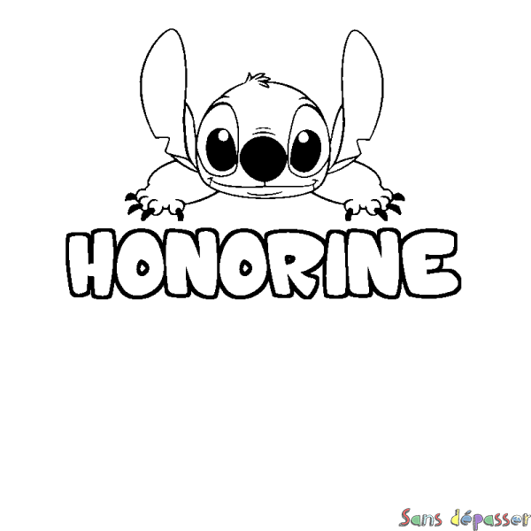 Coloriage prénom HONORINE - d&eacute;cor Stitch